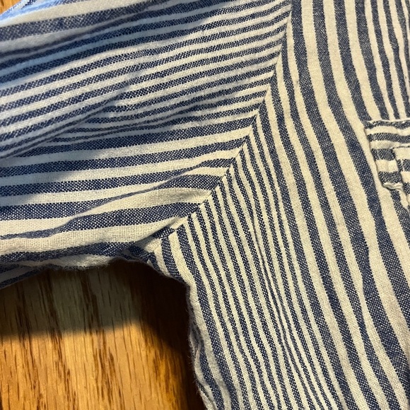 Just Living Navy and White Striped Women's Button Down Shirt - Picture 6 of 12